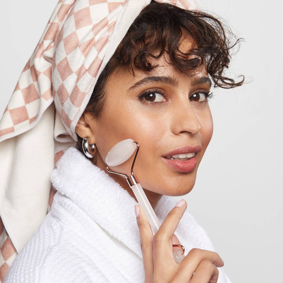 Kitsch - Extra Large Quick-Dry Hair Towel Wrap (Terracotta Checker)