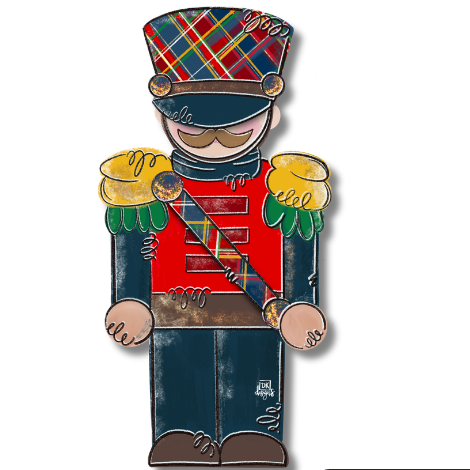 Door Hanger Attachment - Plaid Navy Soldier
