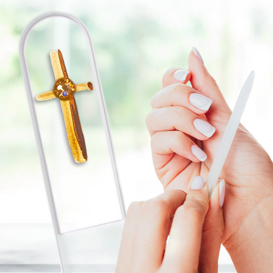 Glass Nail File - Gold Cross