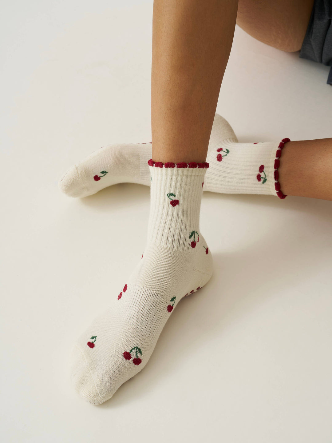 Grip Socks - Little Cherries & Petals