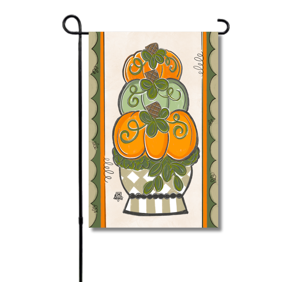 Garden Flag - Tan Pumpkin Topiary