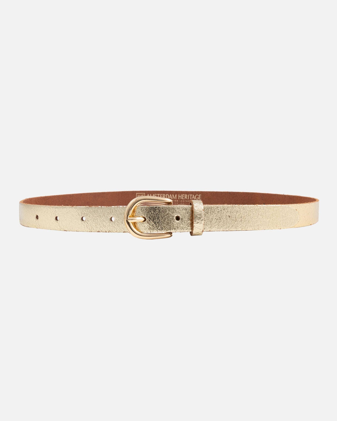 Eva - Metallic Gold Full Grain Leather Belt - Medium