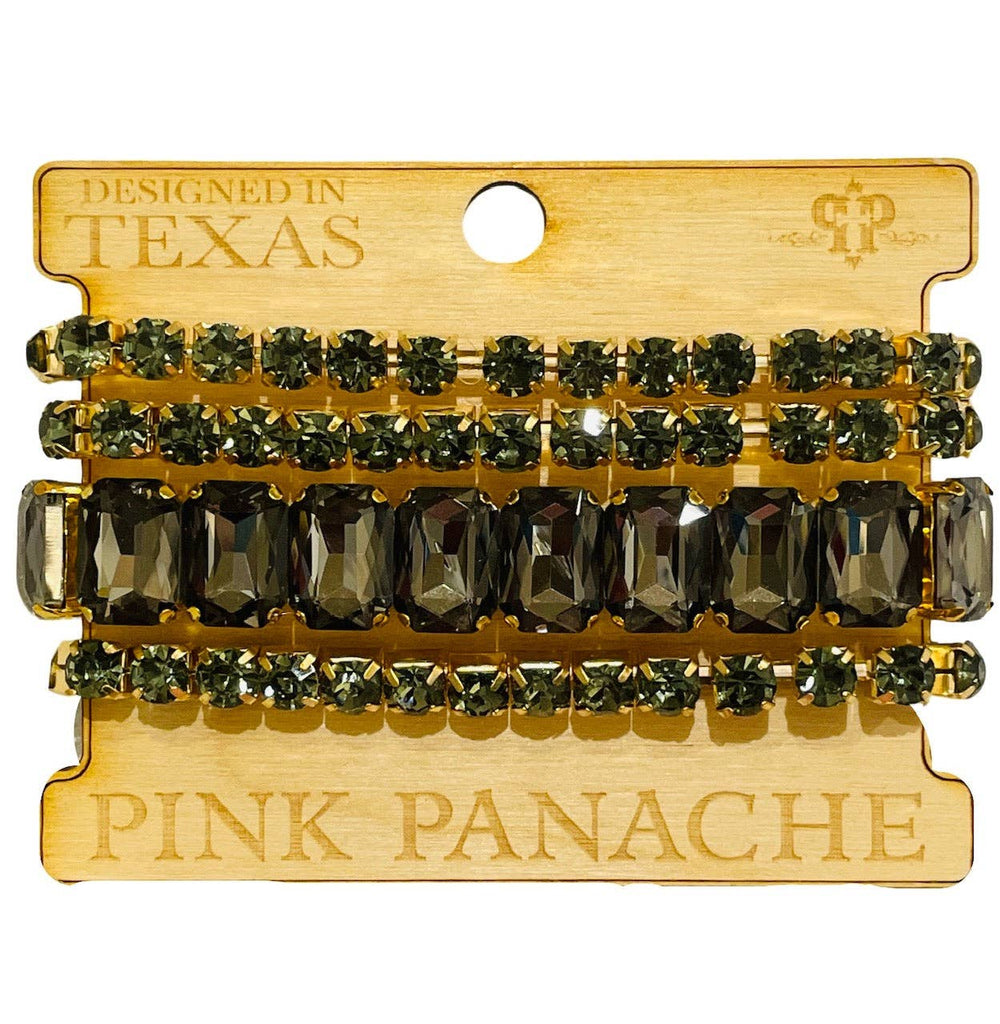 Pink Panache - Black Diamond Rhinestone Bracelet Set
