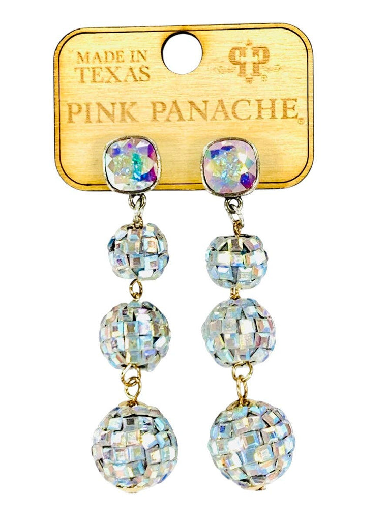 Pink Panache - AB Triple Disco Ball Earrings