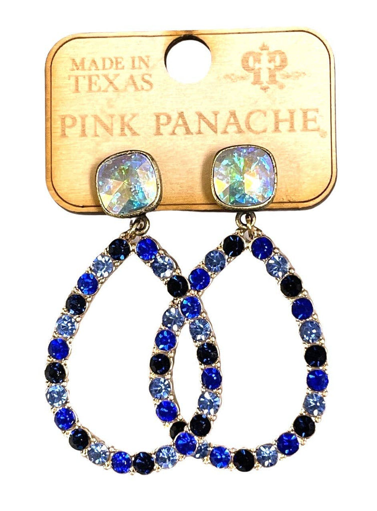 Pink Panache - Multi-Blue Crystal Teardrop Earrings