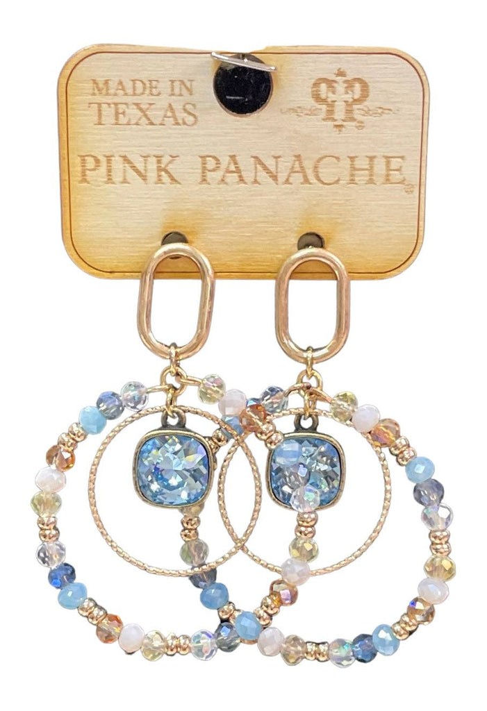 Pink Panache - Multi-Blue Beaded Circle Earrings