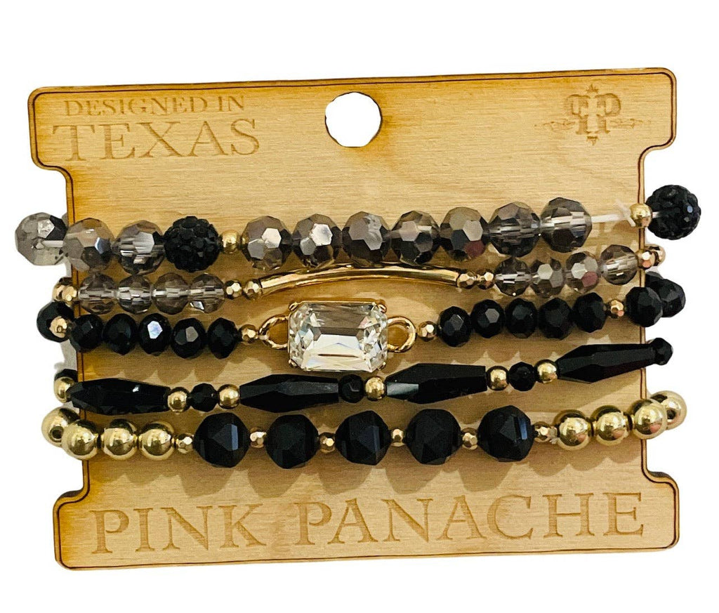 Pink Panache - Black And Gold Beaded Bracelet