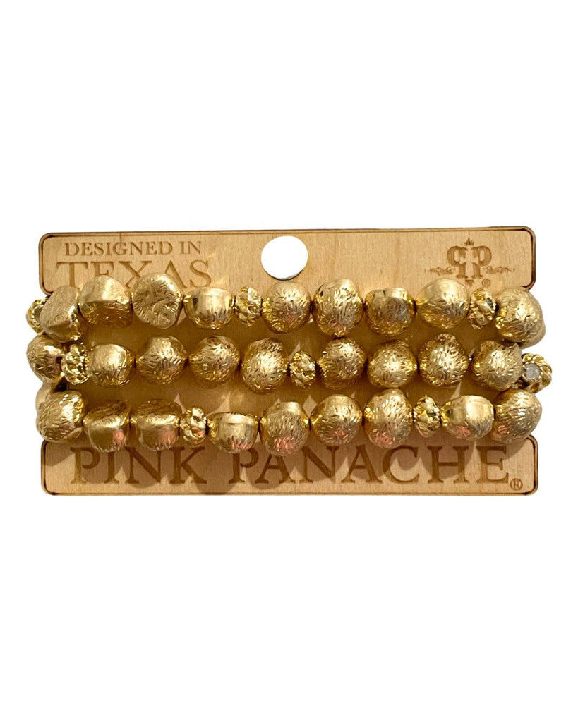 Pink Panache - Gold Nugget Beaded Bracelet Set of 3