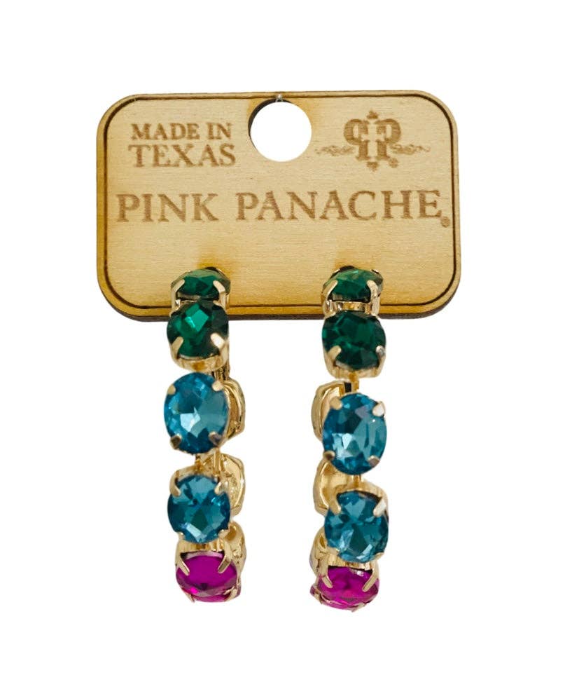 Pink Panache - Multi-Color Rhinestone Medium Hoop Earrings