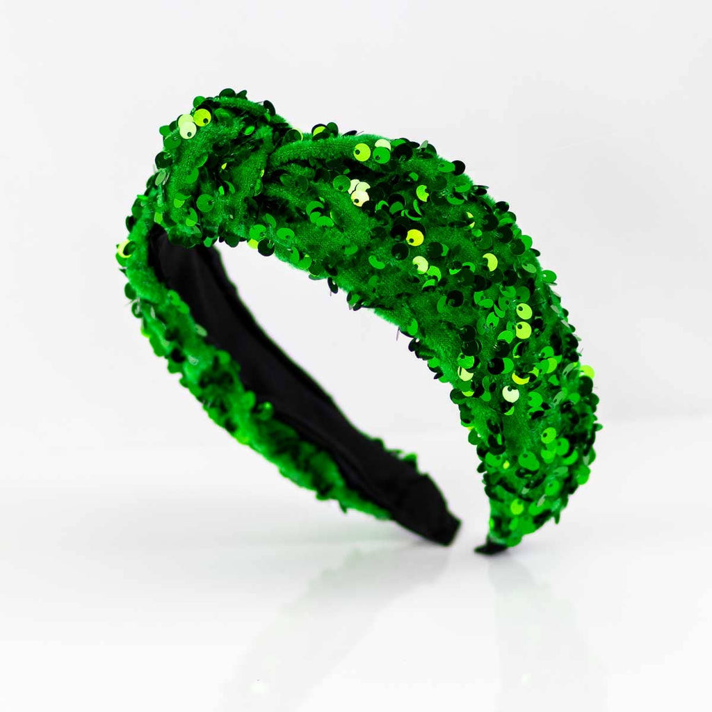 Kylie - Green Sequin Knotted Headband