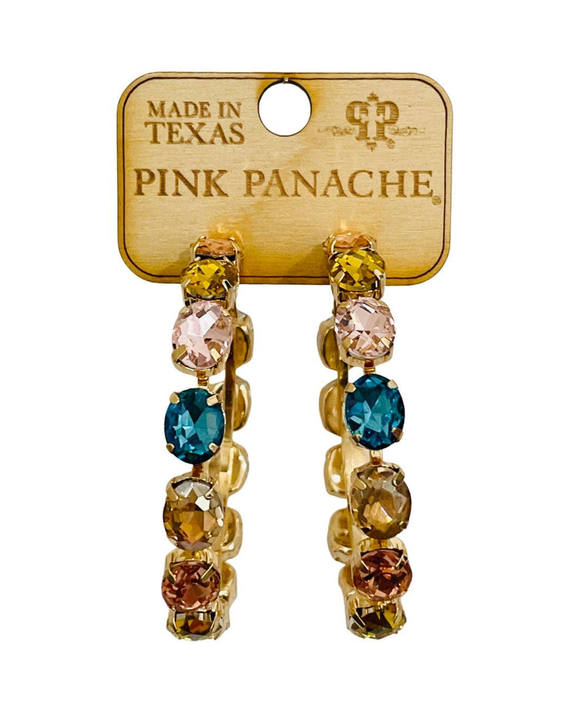 Pink Panache - Multi-Color Rhinestone Large Hoop Earrings