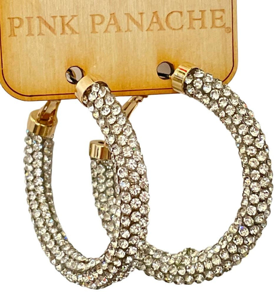 Pink rhinestone on sale hoop earrings