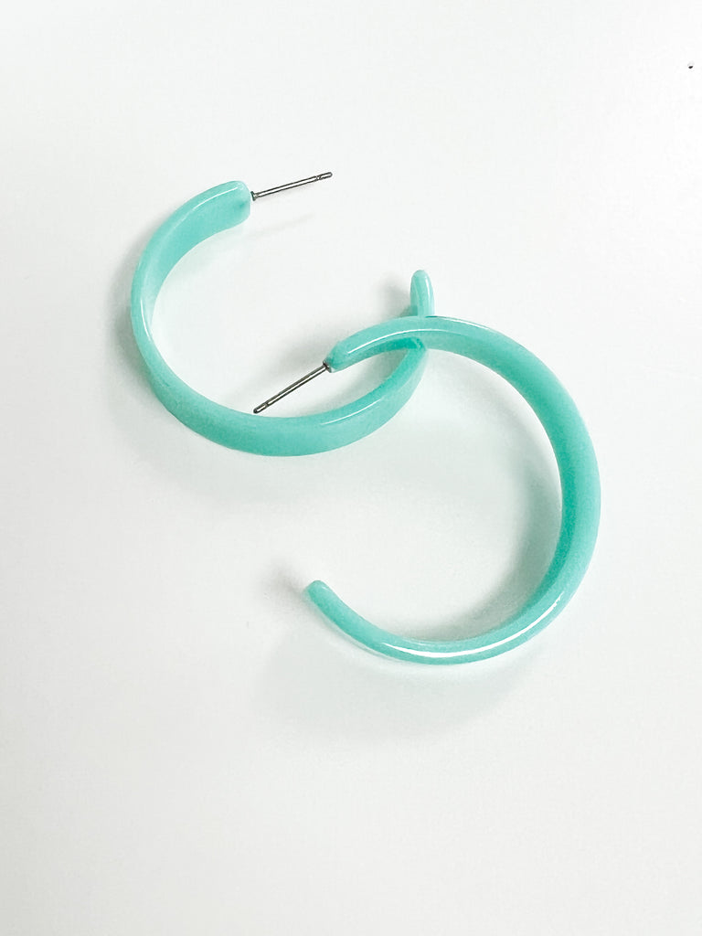 Gia - Acrylic Hoop Earrings (Turquoise)
