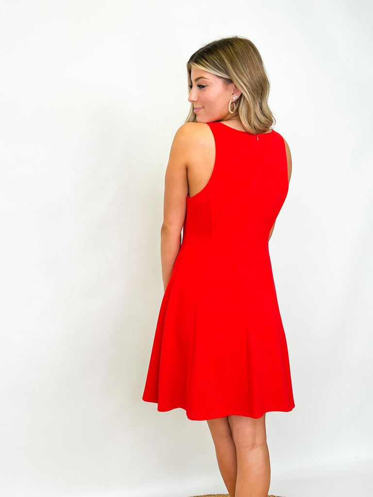 Maddie - Sleeveless A-Line Dress (Red)