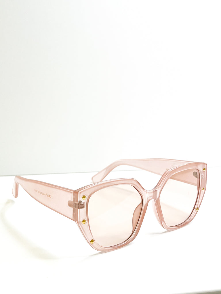 Elle - Pink Oversized Square Frame Sunglasses