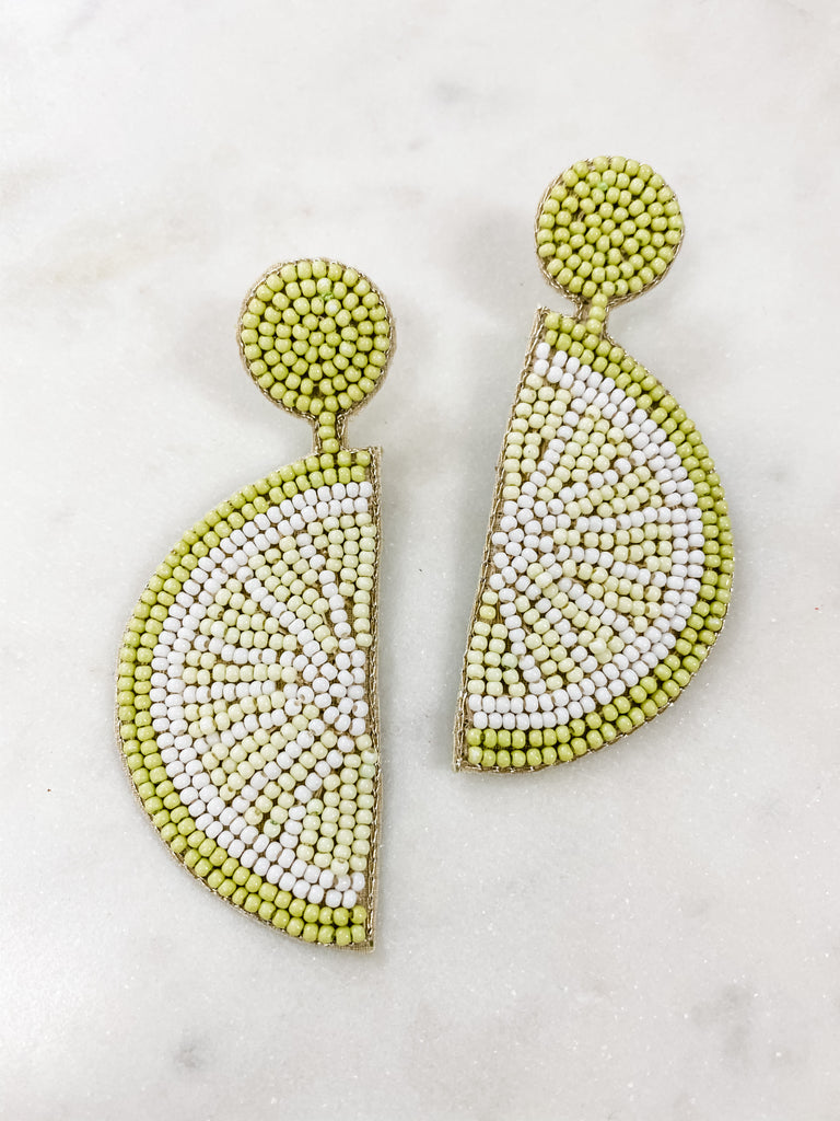 Beaded Lime Earrings
