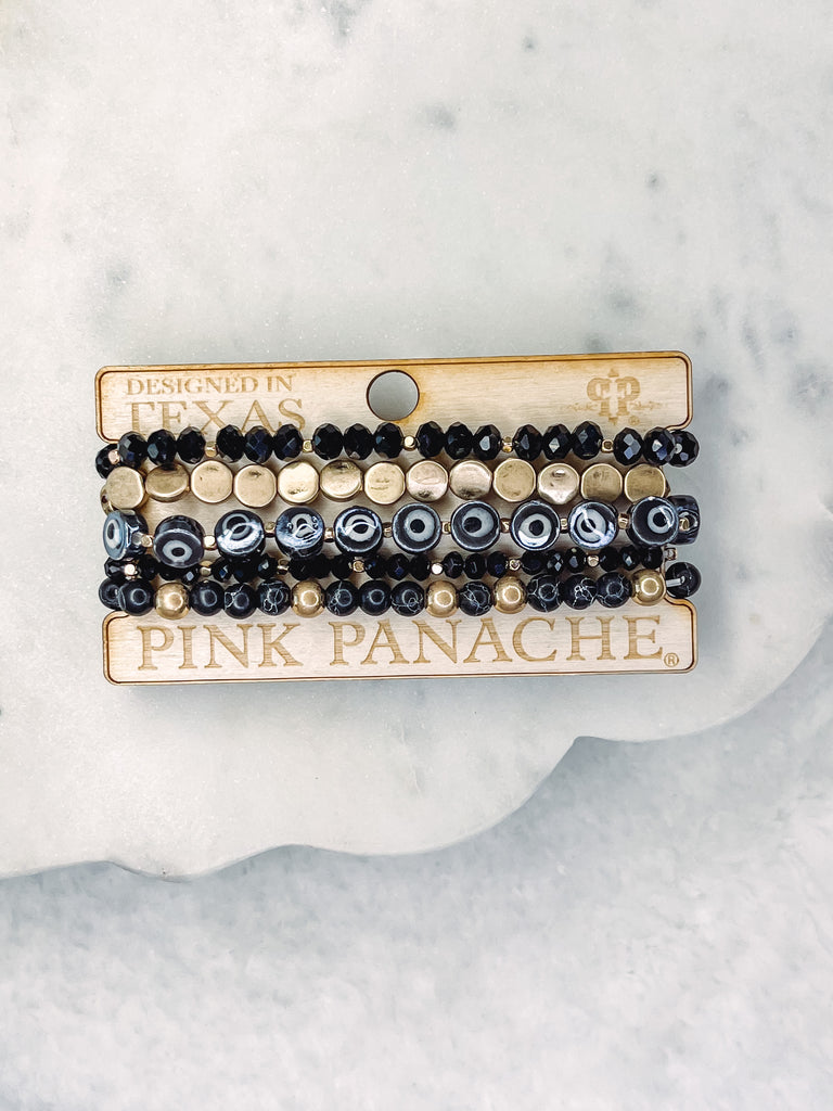 Brooke - Pink Panache Black & Gold Bracelet Set