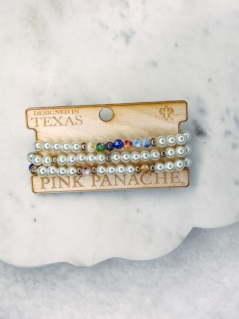 Penny - Pink Panache Multi Color / Pearl Bracelet Set