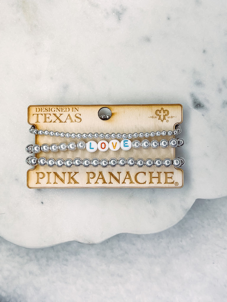 Pink Panache Love Beaded Bracelets Set of 3