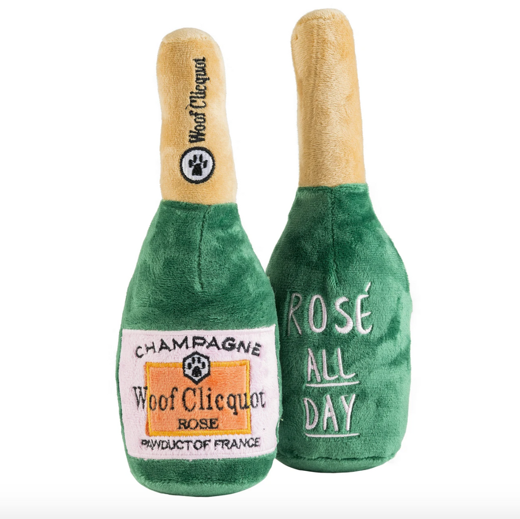 Dog Toy - Woof Clicquot Rose' Champagne Bottle Small