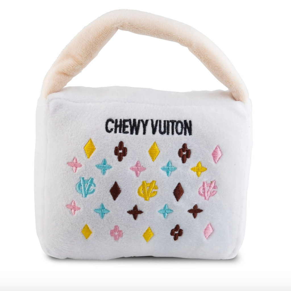 Dog Toy - White Chewy Vuitton Purse