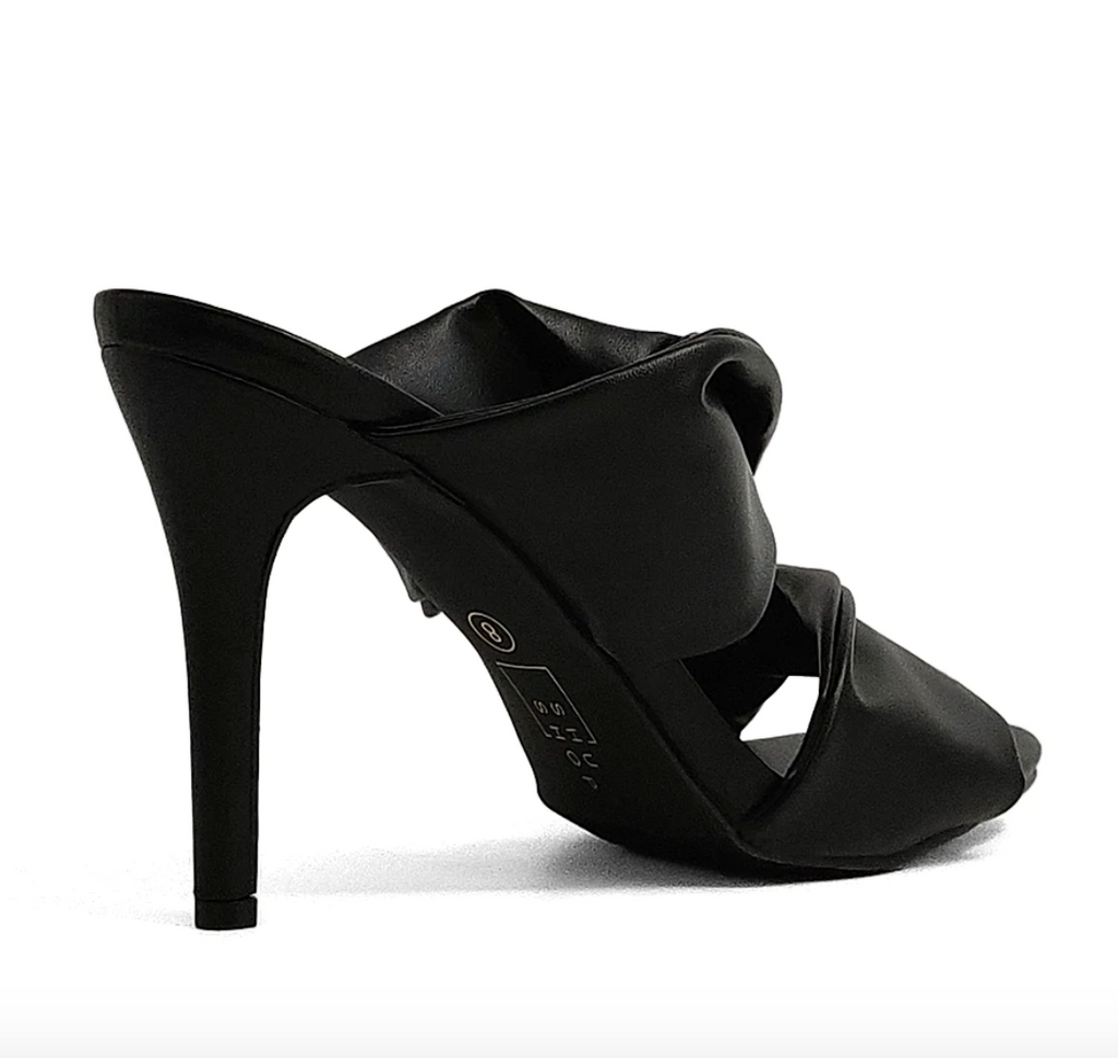Fabrizia - Black Twist Strap Heels