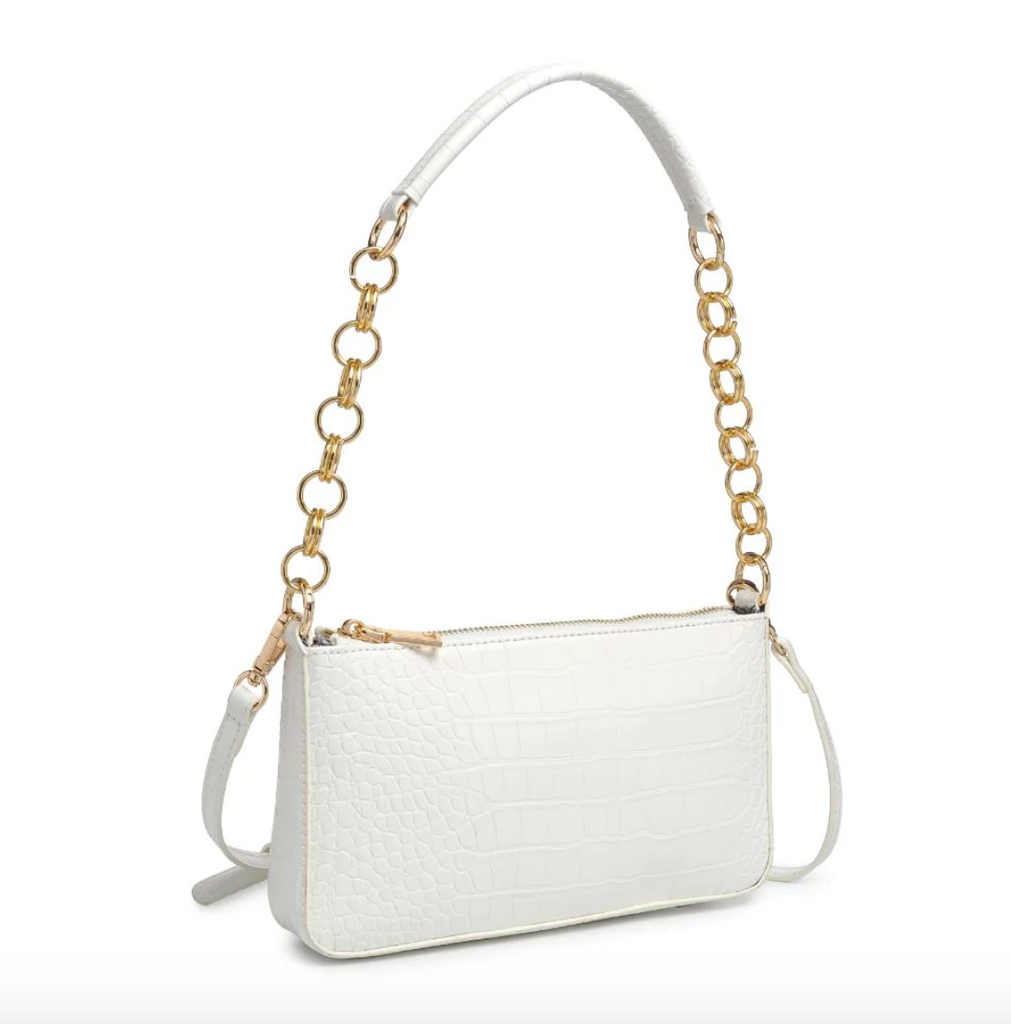 Aster - White Croc Handbag