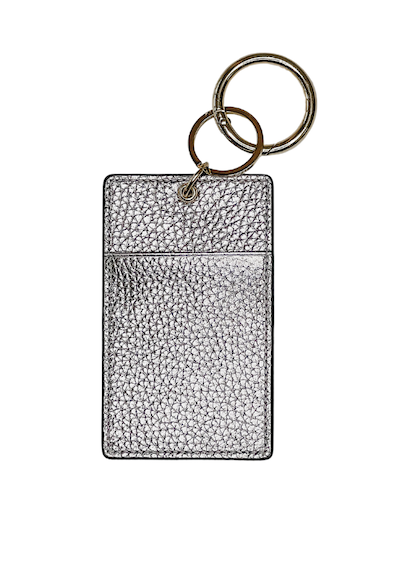 Metallic Silver Cardholder Keychain
