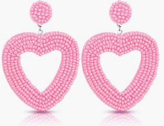 Valerie - Beaded Heart Earrings