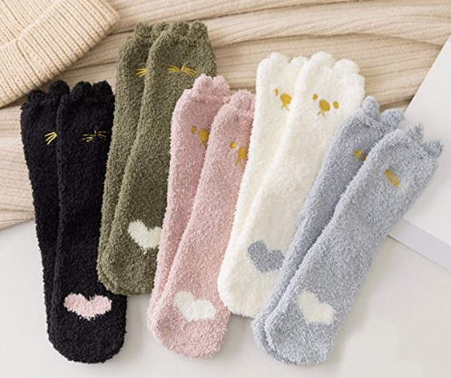 Animal Face Fuzzy Socks
