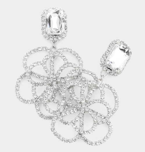 Jada - Flower Rhinestone Earring (Clear)