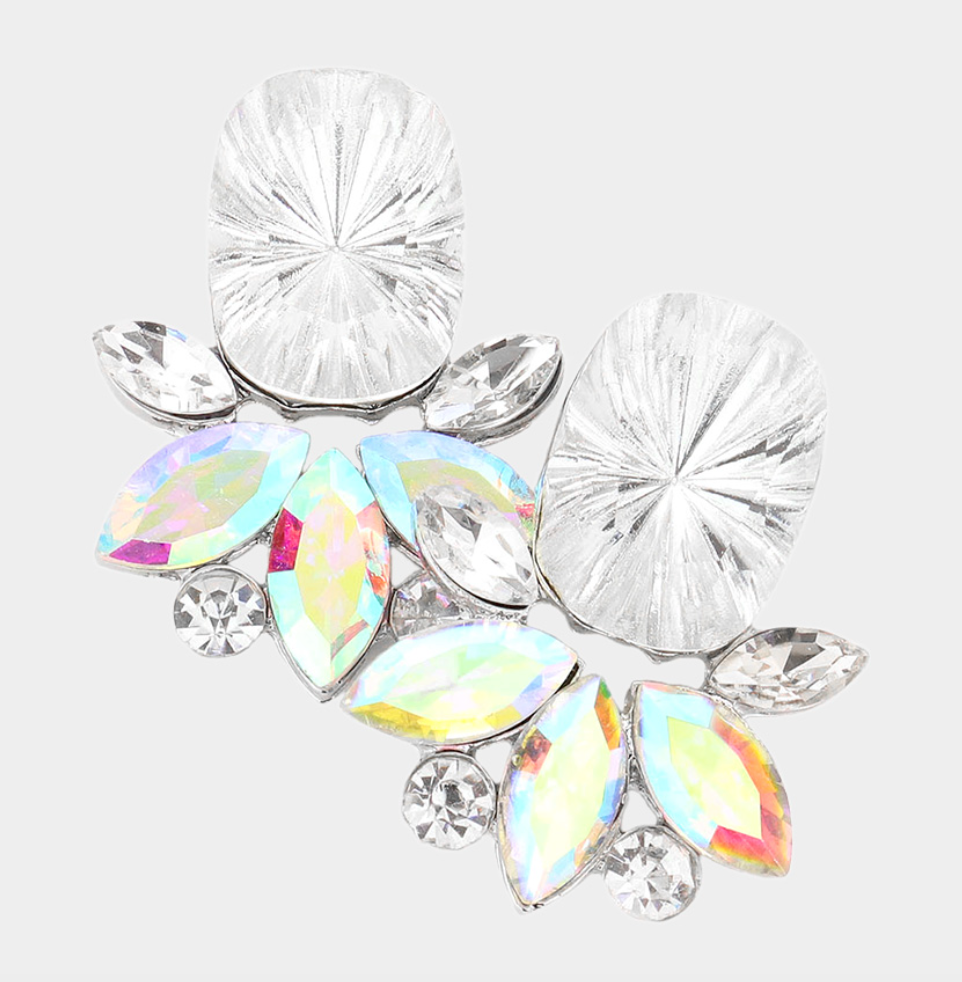Prissy - Statement Rhinestone Earrings (Clear)
