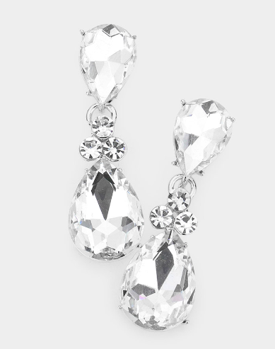 Betsy - Crystal Statement Earrings (Silver)