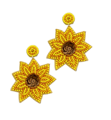 Beaded Sunflower Earrings