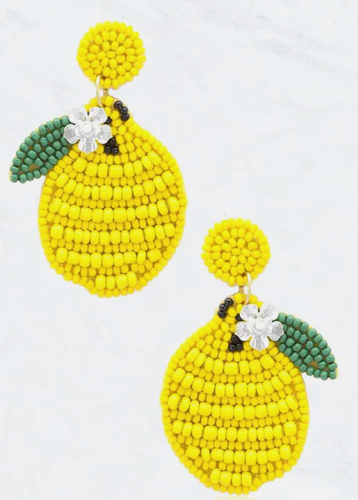 Beaded Lemon Earrings