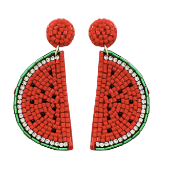 Beaded Watermelon Slice Earrings