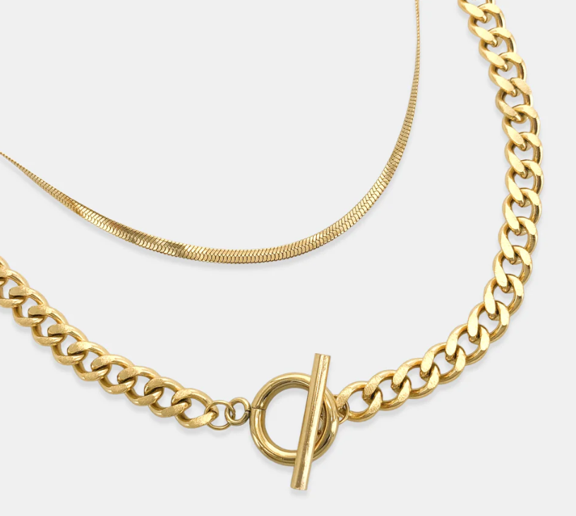 Alexa - Gold Double Layer Chain Necklace