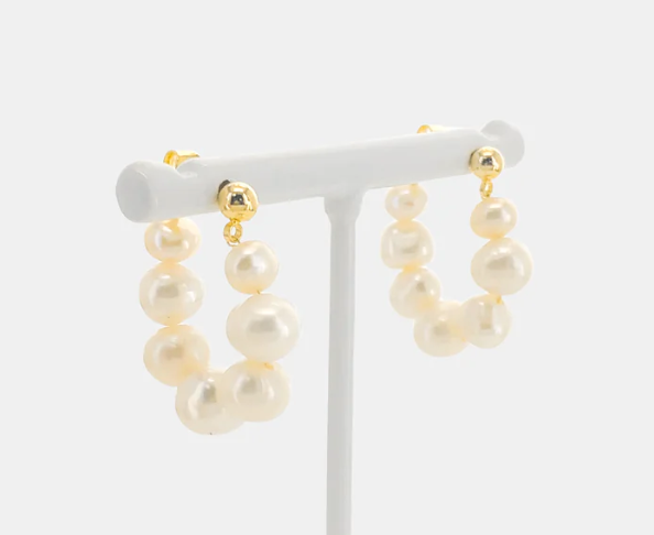 Lia - Freshwater Pearl Hoop Earrings