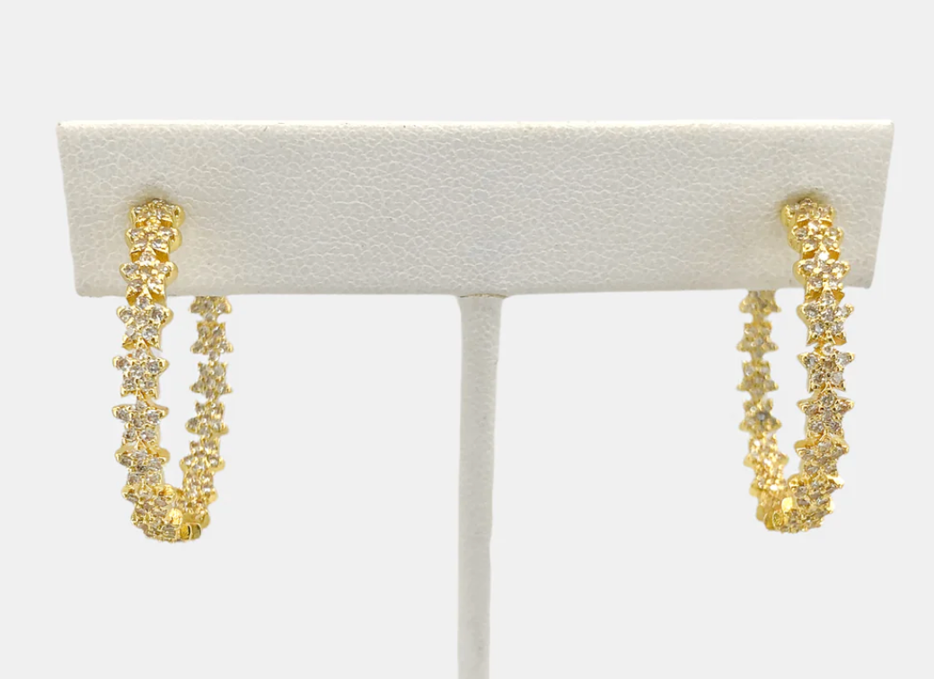 Clara - Star CZ Hoop Earrings (Gold)