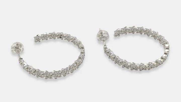 Clara - Star CZ Hoop Earrings (Silver)