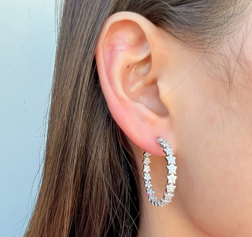 Clara - Star CZ Hoop Earrings (Silver)