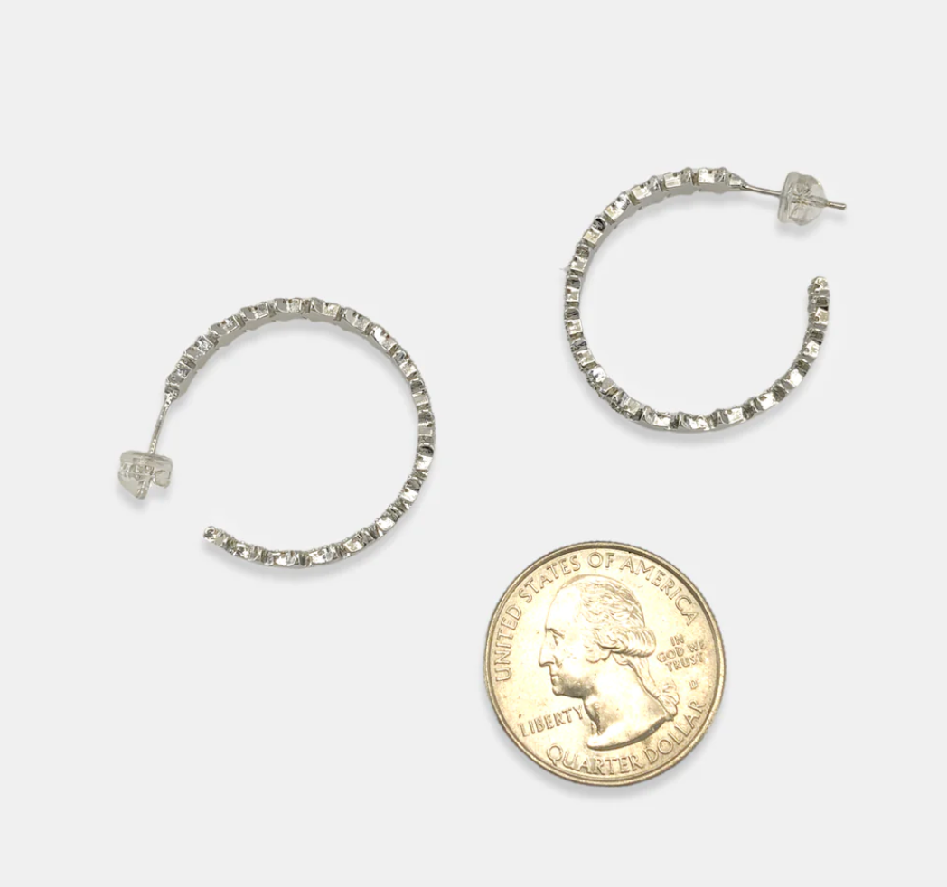 Clara - Star CZ Hoop Earrings (Silver)