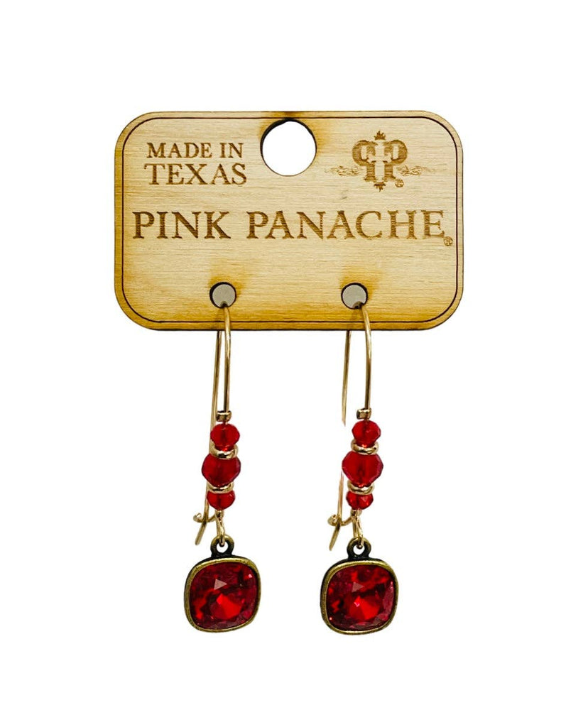 Pink Panache - Red Beaded Drop Earrings