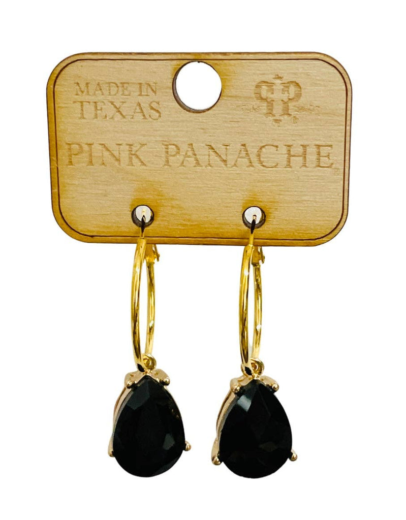 Pink Panache - Black Teardrop Hoop Earring