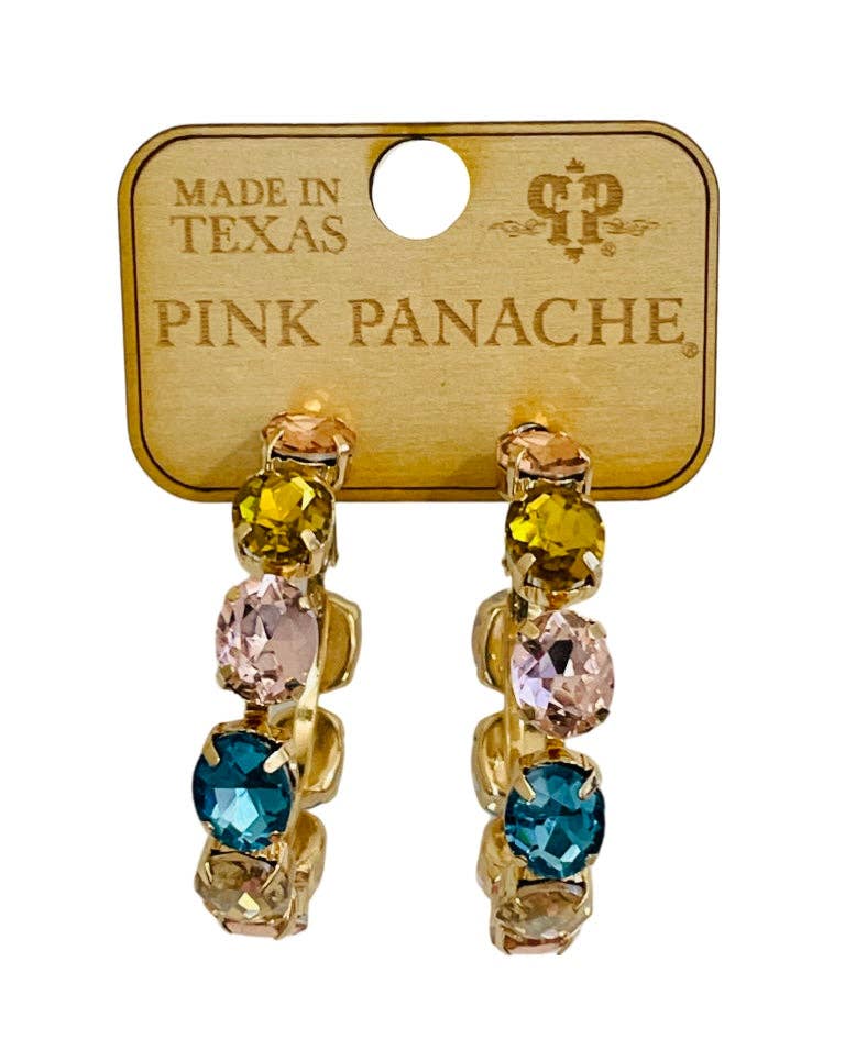 Pink Panache - Multi-Color Rhinestone Medium Hoop Earring
