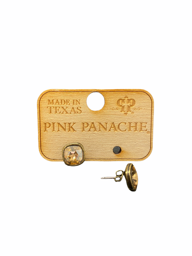 Pink Panache - Topaz Cushion Cut Stud Earrings