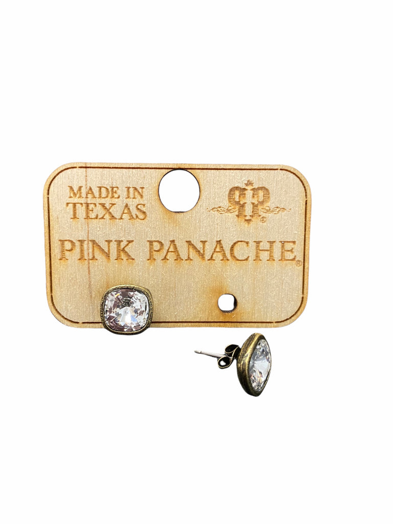 Pink Panache - Clear Cushion Cut Studs