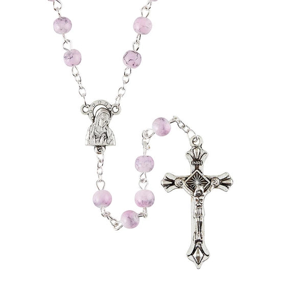 Pink Marble Bead Rosary