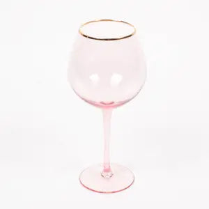 Pink and Clear 12oz Stem Wine Glass